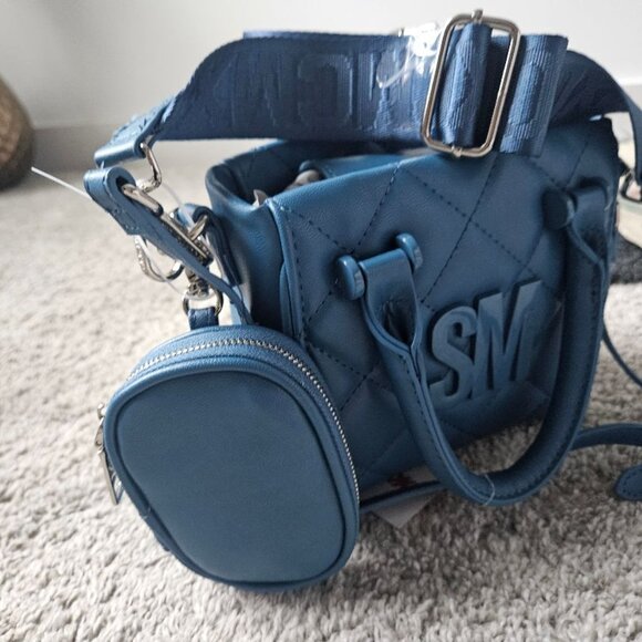 STEVE MADDEN BBABI QUILTED CROSSBODY/WRISTLET HANDBAG w/2 STRAPS-MARINE BLUE NWT - Picture 6 of 6